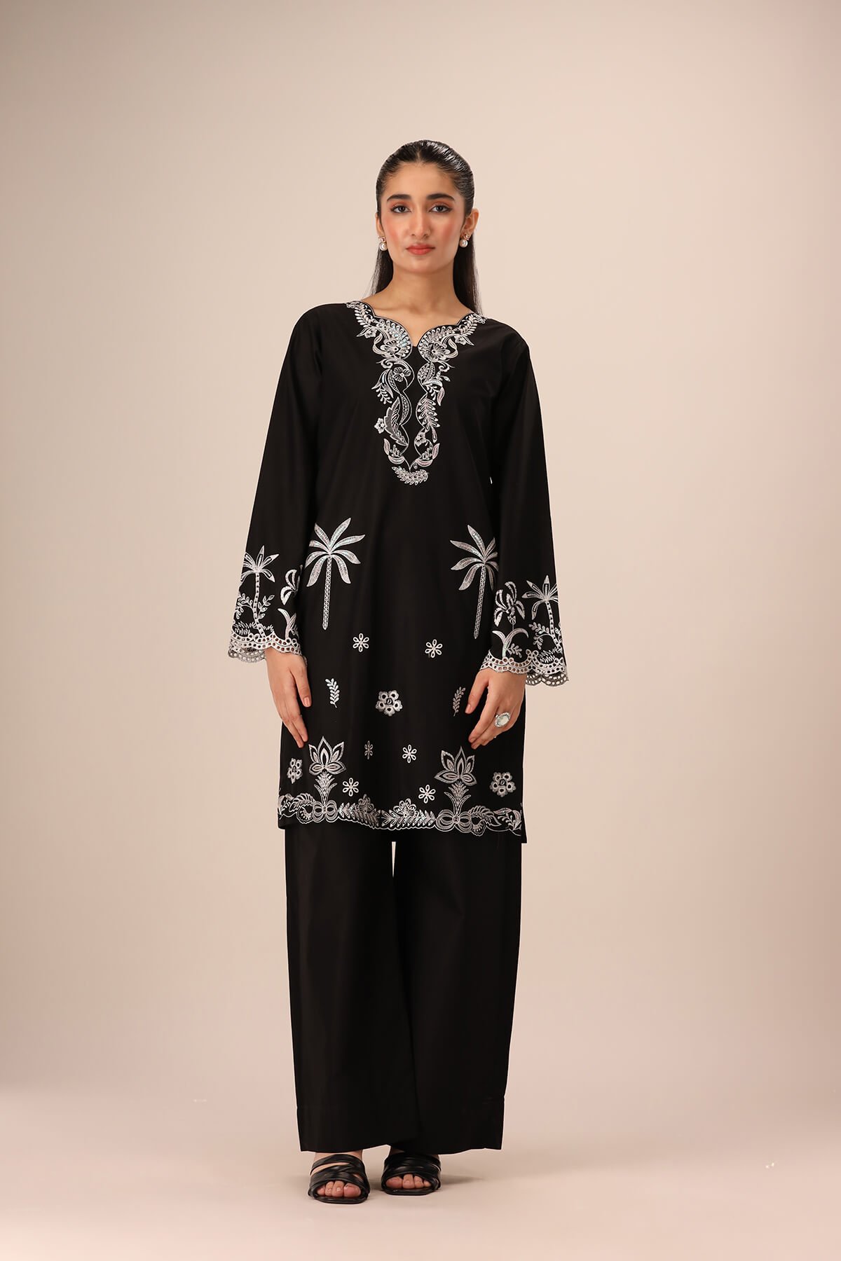 Midnight Flora Embroidered Suit